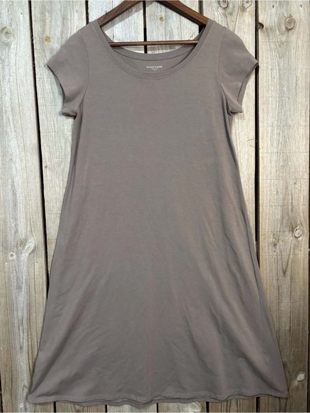 Eileen Fisher Minimalist Taupe Stretch Dress